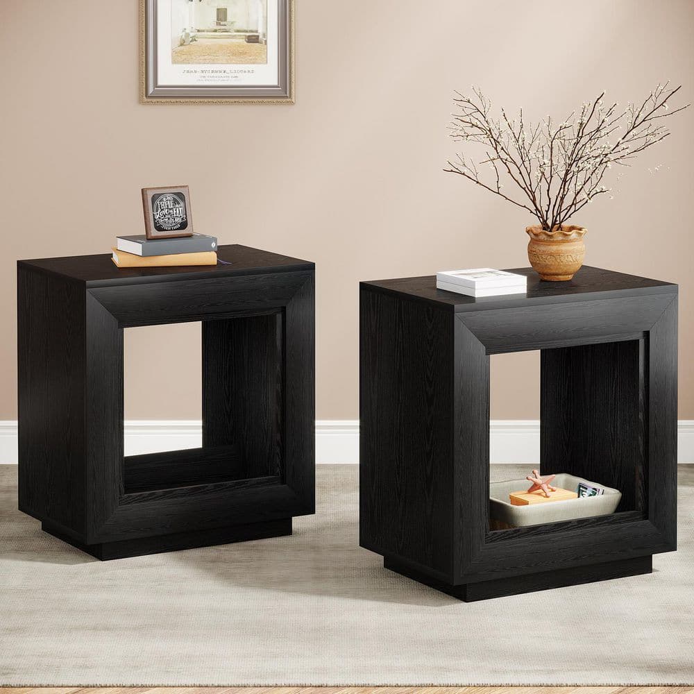Kerlin 23.62 in. Black Rectangular Wood End Table, Nightstand Bedside Table With Storage, 2-piece price history on PriceWatchPro
