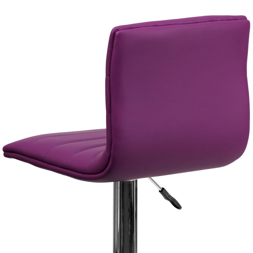 Modern Purple Vinyl and Chrome Adjustable Swivel Barstool