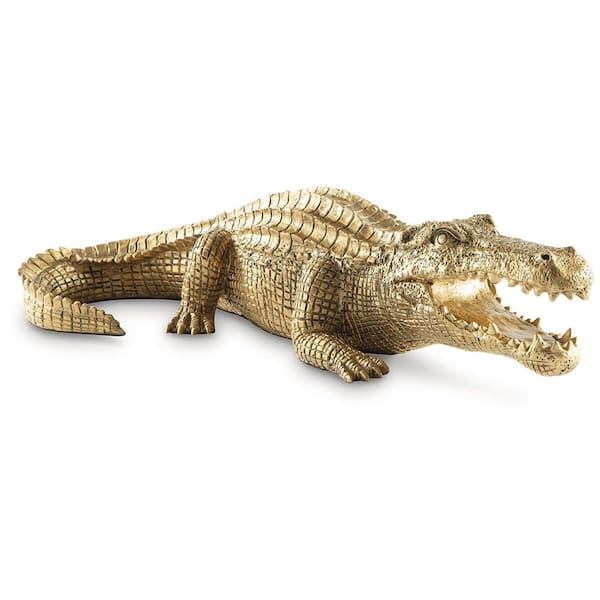 Lauretman Gold 23 in. x 6 in. Alligator Plastic Sculpture