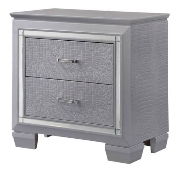 Benjara 17.5 In. Gray 2-Drawer Wooden Nightstand BM215374 - The Home Depot