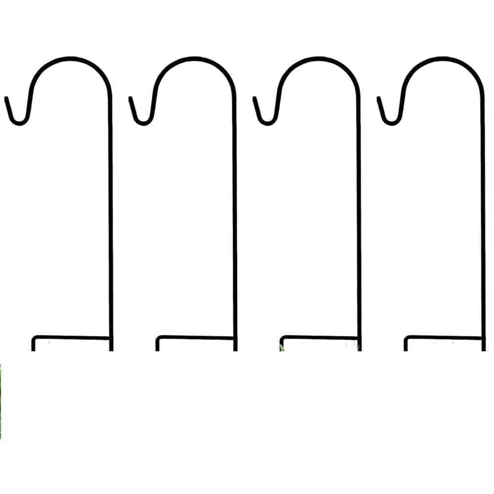 25 Inch Black Steel Rust-Resistant Shepherd Hooks (4-Pack)