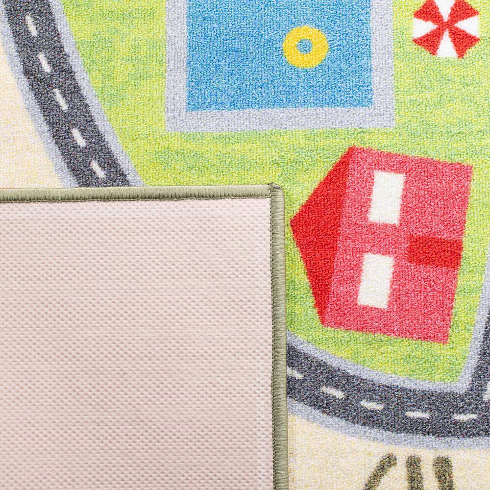 Blue Geometric Kids' Washable Non-Slip Rectangular Rug