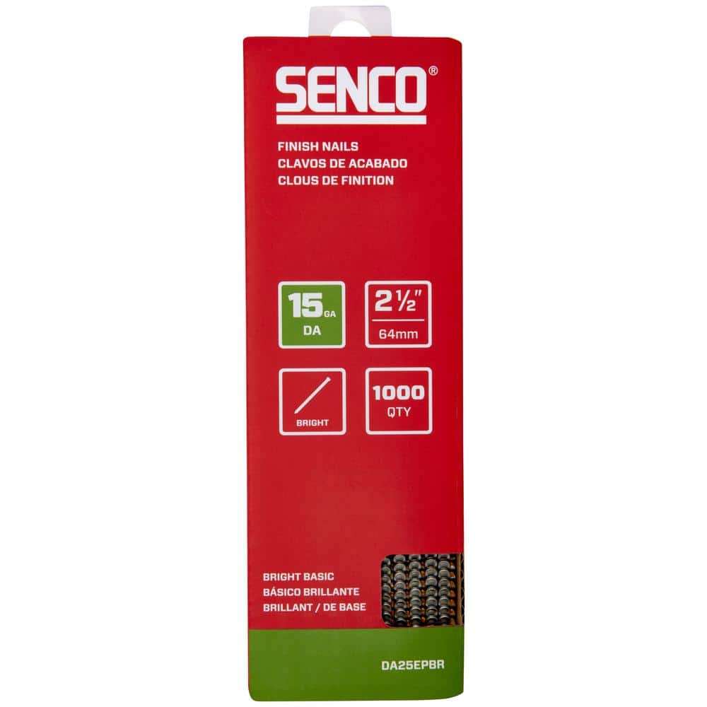 Senco 2 1/2 in. x 15Gauge 34Degree Bright Basic Brad Nails 1000 Per Pack DA25EPBR The Home Depot