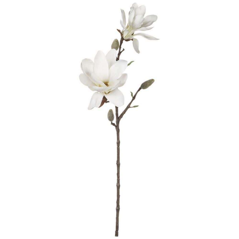 SULLIVANS 25 in. White Artificial Magnolia Stem GG861 - The Home Depot