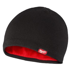 Men's Black Fleece-Lined Beanie Cap