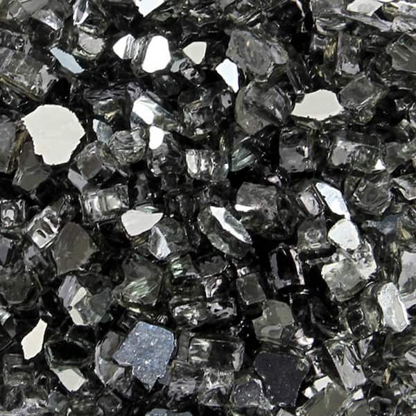 Hiland 10 lbs. Bag Reflective Fire Pit Fire Glass in Black