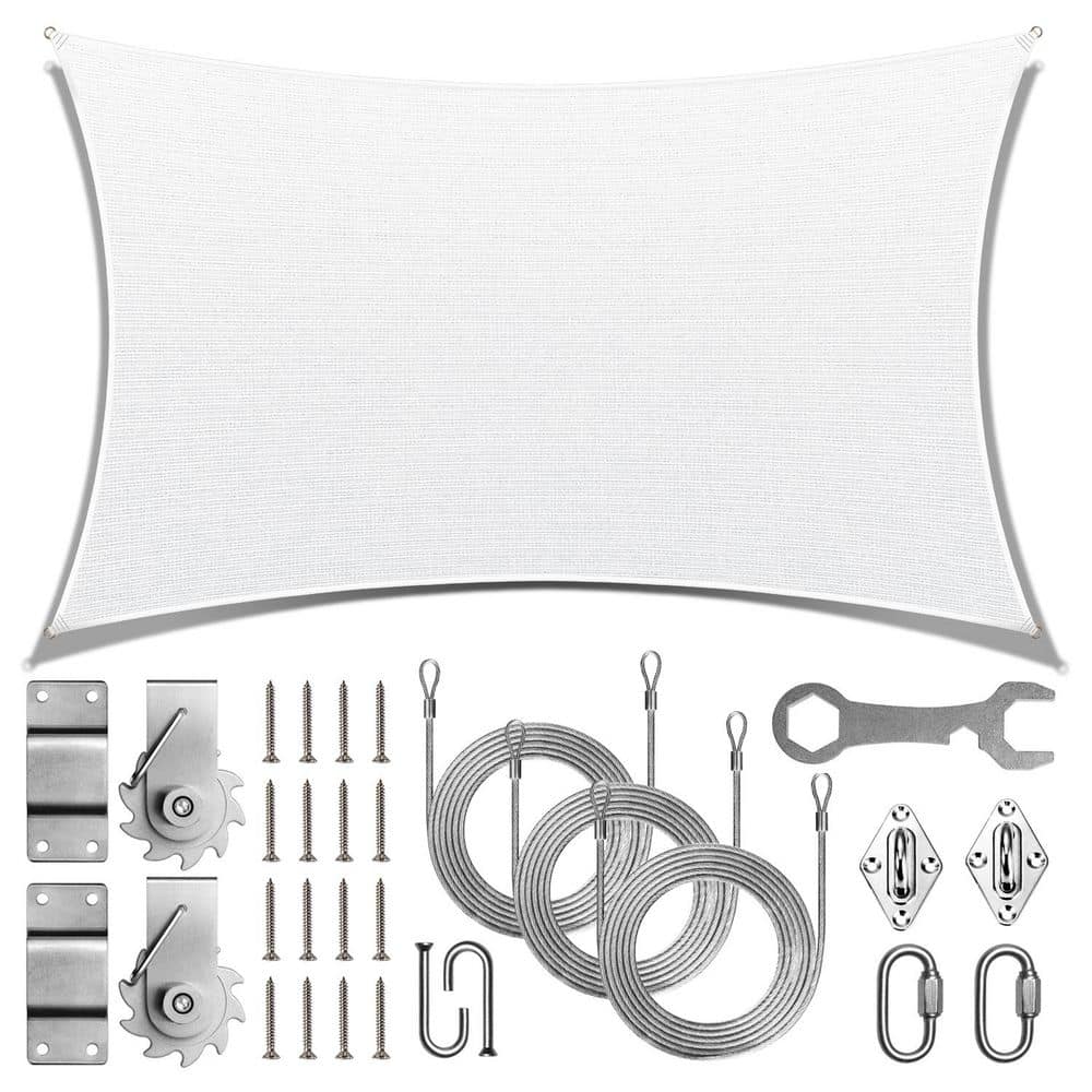 8 ft. x 12 ft. Rectangle Sun Shade Sail with Hardware TAWAL-White price history on PriceWatchPro