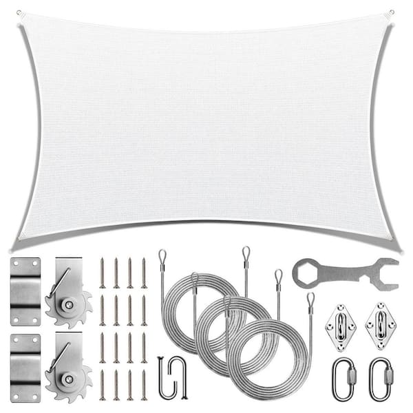 AMGO 14 ft. x 16 ft. Rectangle Sunshade Sail with Hardware TAWAL-White