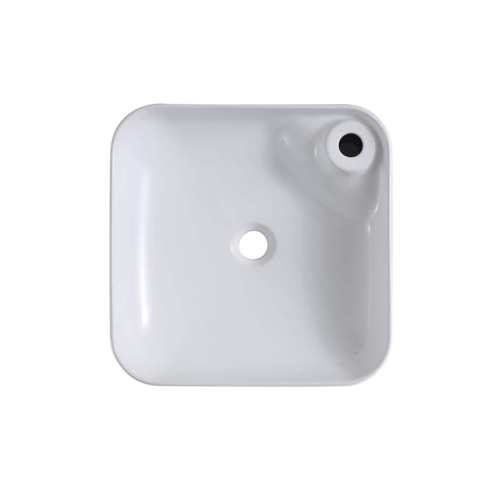 Altair 17'' White Ceramic Square Bathroom Sink with Overflow