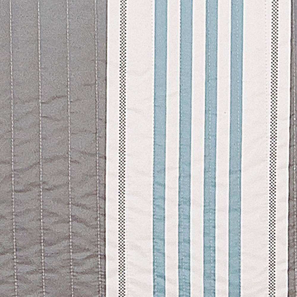 Twin Blue and Gray Reversible Microfiber Quilt Set