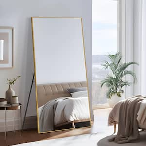 38 in. W x 75 in. H Modern Rectangle Metal Framed Gold Full Length Floor Mirror Standing Mirror