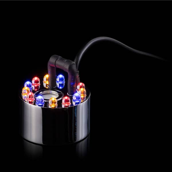 Single Jet Pond Fogger with Floating Ring and 12 LED Lights with Transformer Outdoor Decor Accessory