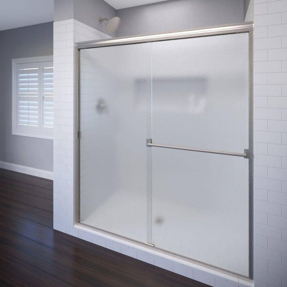 Classic Brushed Nickel 70" x 60" Semi-Frameless Sliding Shower Door