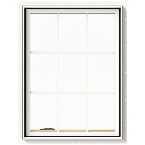 JELD-WEN 30 in. x 40 in. W-2500 Series White Painted Clad Wood Left-Handed Casement Window with Colonial Grids/Grilles