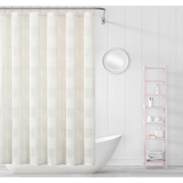 Megan 70 in. x 72 in. Linen Striped Shower Curtain