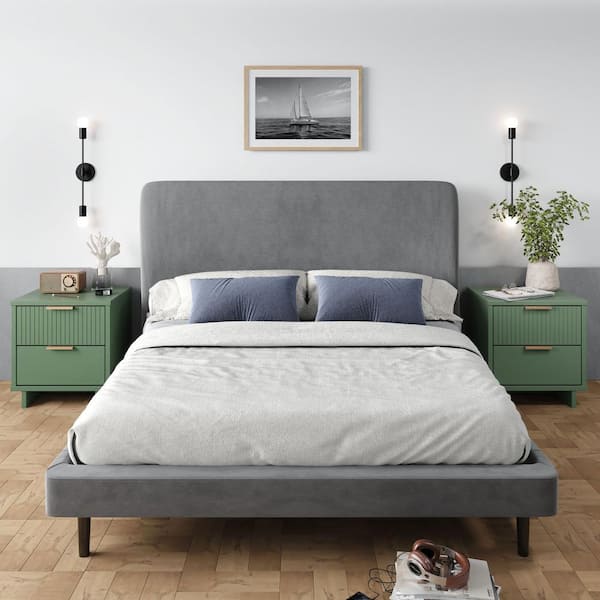 Manhattan Comfort Granville Sage Green 2-Drawer 18.11 in. W Modern Nightstand (Set of 2)