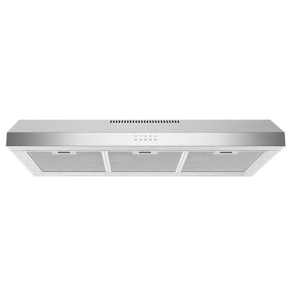 36 in. 600 CFM Convertible Ductless Under Cabinet Stainless Steel Range Hood With 3-Fans and 2-LED Lights