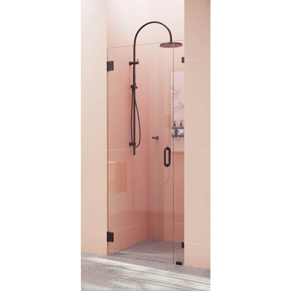 Illume 33.25 in. x 78 in. Frameless Matte Black Glass Shower Door