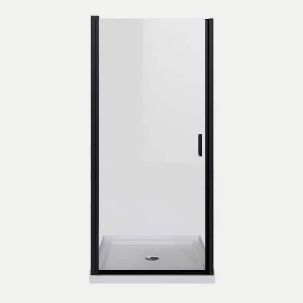 Vitrina 35.4 in. L x 35.4 in. W x 72 in. H Alcove Shower Kit with Pivot Semi Frameless Shower Door and Shower Pan