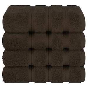 4 Piece 100% Turkish Cotton Hand Towel Set - Chocolate Brown
