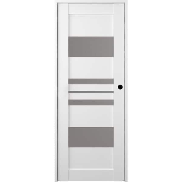 Belldinni Romi 24" x 83.25" Left-Hand Frosted Glass Bianco Noble Solid Core Wood Composite Single Prehung Interior Door