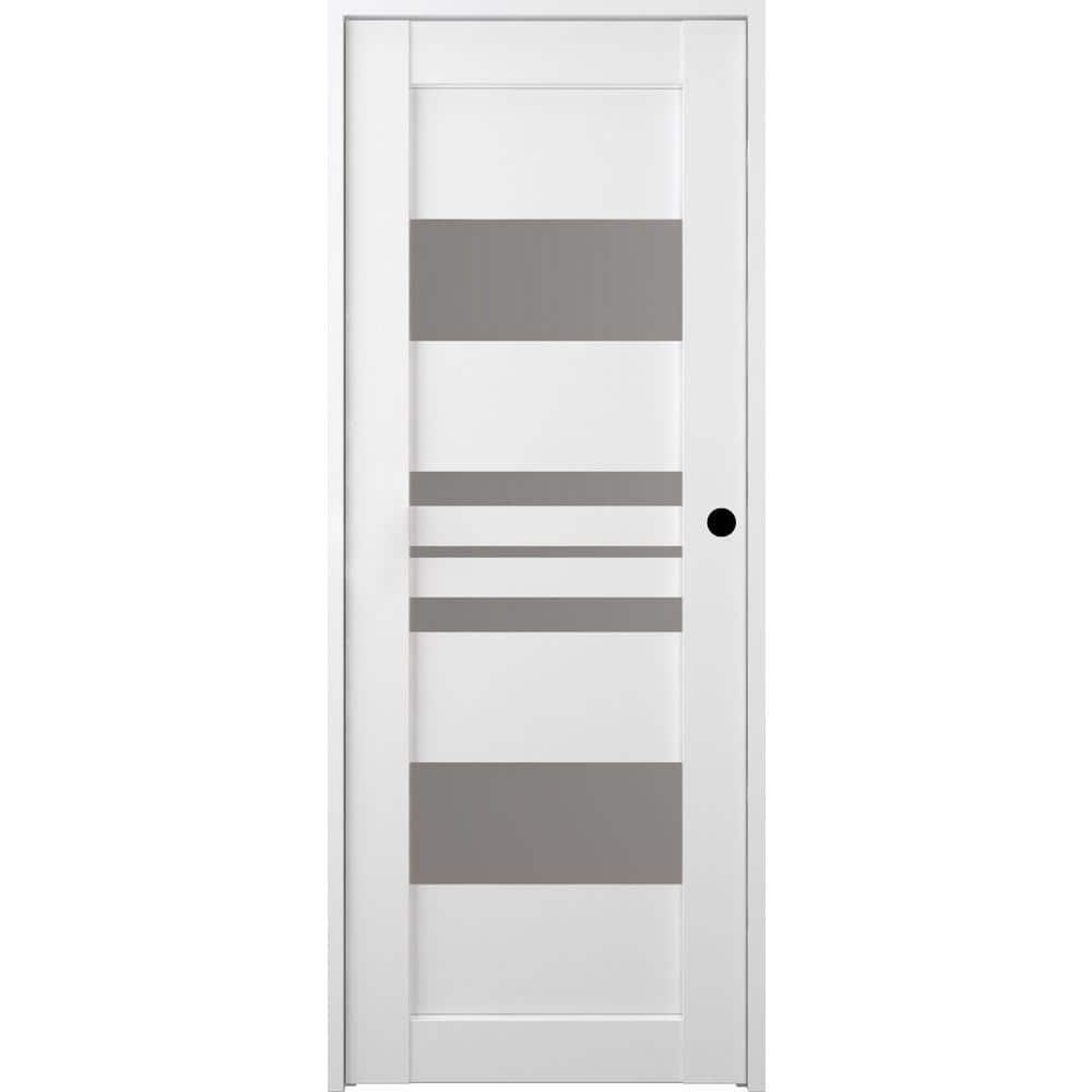 Romi 18 in. x 95.25 in. Left-Hand Frosted Glass Bianco Noble Solid Core Wood Composite Single Prehung Interior Door price history on PriceWatchPro