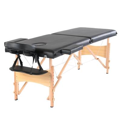 84 in. Massage Table Massage Bed Salon Spa Bed Height Adjustable 2-Fold Portable Black