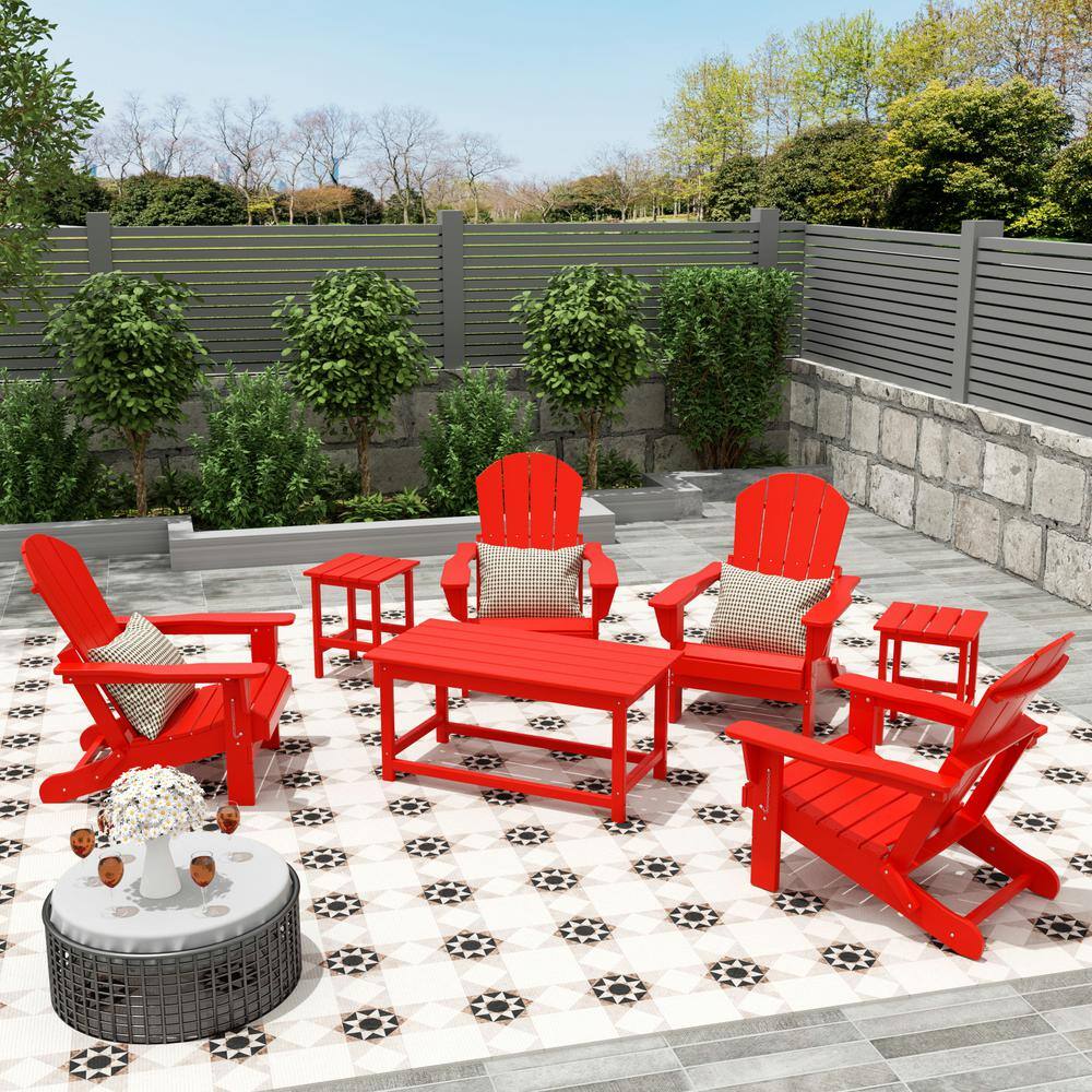 Red Adirondack 3-Piece Outdoor Coffee & Side Table Set