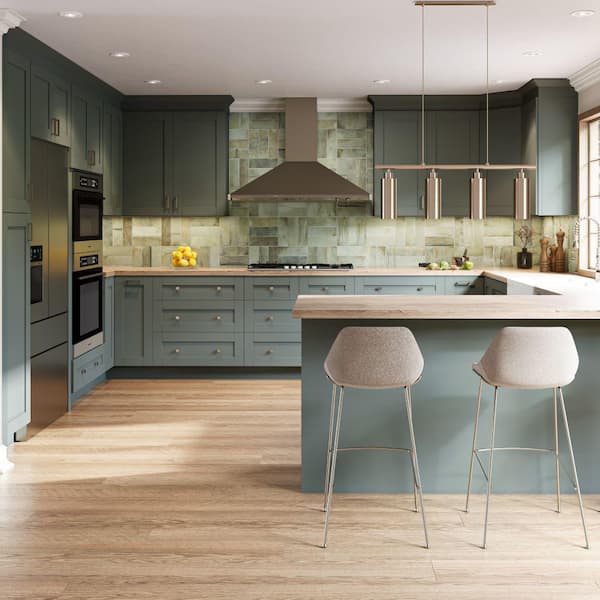 Washington 9 in. W x 24 in. D x 34.5 in. H Assembled Plywood Pull Out Pantry Kitchen Cabinet in Verdant Green