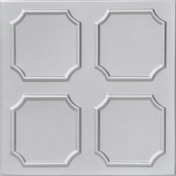 A La Maison Ceilings Bostonian 1.6 ft. x 1.6 ft. Glue Up Foam Ceiling Tile in Silver