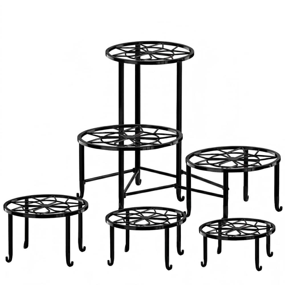 11 in. to 7 in. Metal Plant Stands Heavy Duty Rustproof Black 5-Pack price history on PriceWatchPro