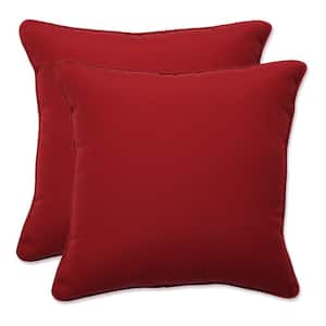 Solid Red Square Outdoor Square Throw Pillow 2-Pack