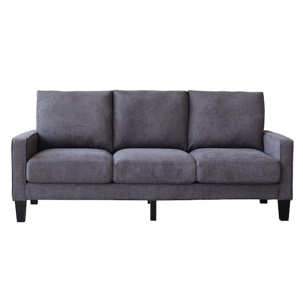 Donason 75 in. W Square Arm Fabric Modern Straight Reclining Sofa in Dark Gray