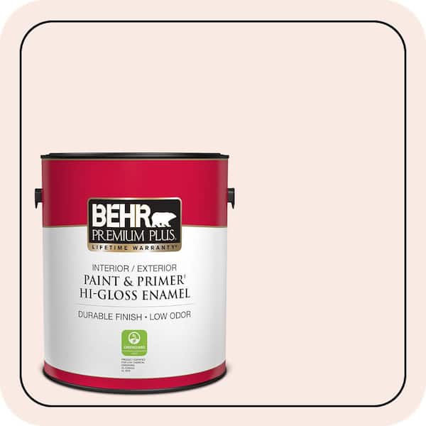 BEHR PREMIUM PLUS 1 gal. #190E-1 Light Rosebeige Hi-Gloss Enamel Interior/Exterior Paint & Primer