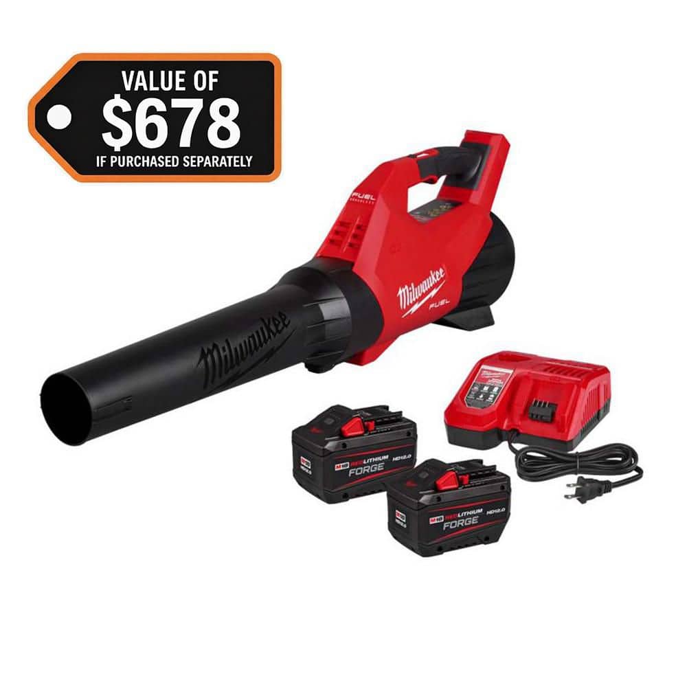 Milwaukee M18 FUEL 120 MPH 500 CFM 18V Brushless Cordless Battery Powered Leaf Blower Kit w/ (2) 12.0 Ah FORGE Batteries, Charger 3017-21HD-48-11-1813