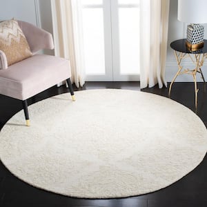 Abstract Ivory/Beige 6 ft. x 6 ft. Floral Damask Round Area Rug