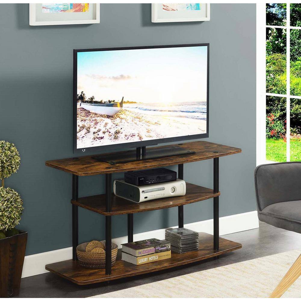 Barnwood & Black Modern 3-Tier Wide TV Stand