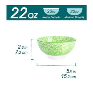 14 fl. oz. Assorted Colors Porcelain Bowls for Cereal Rice Soup Salad (Set of 4)