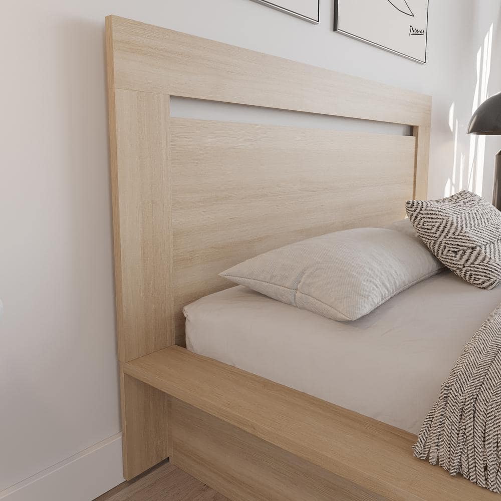 Natural Blonde Oak Queen Size Modern Wood Headboard