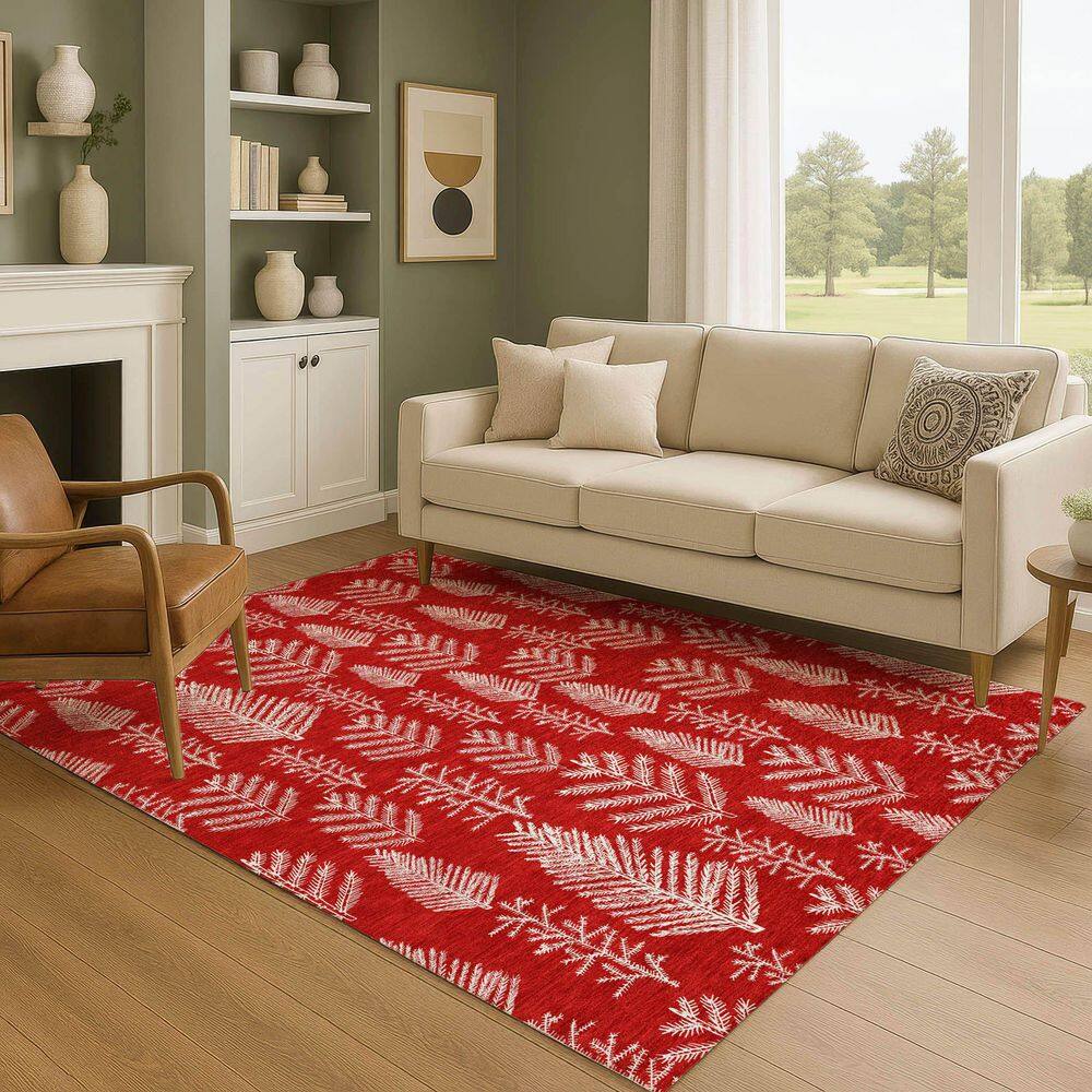 Mayfield Premium Machine Washable Abstract AMF1813 Red 8 ft. x 10 ft. Area Rug price history on PriceWatchPro