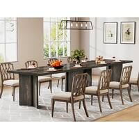Farmhouse Dark Gray Engineered Wood 63 in. Pedestal Dining Table Seats 6