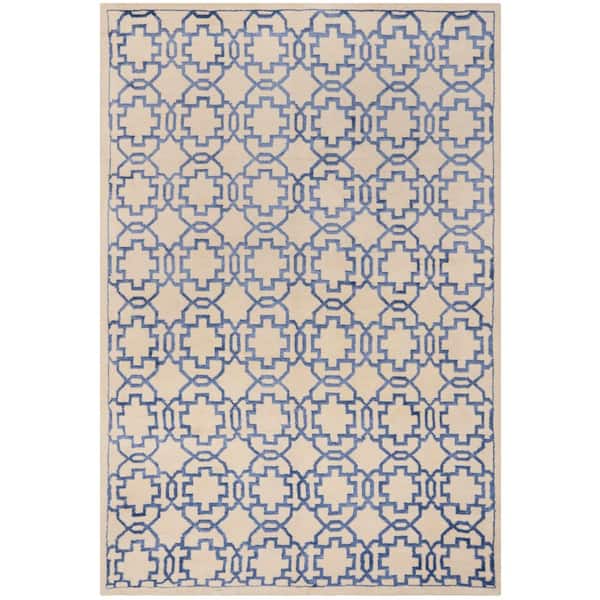 Mosaic 4 ft. x 6 ft. Cream/Purple Trellis Area Rug
