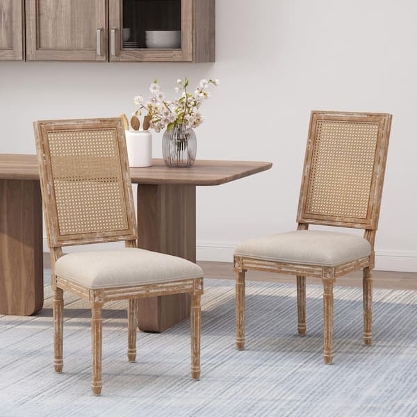 Beckstrom Beige and Natural Upholstered Dining Chair (Set of 2)