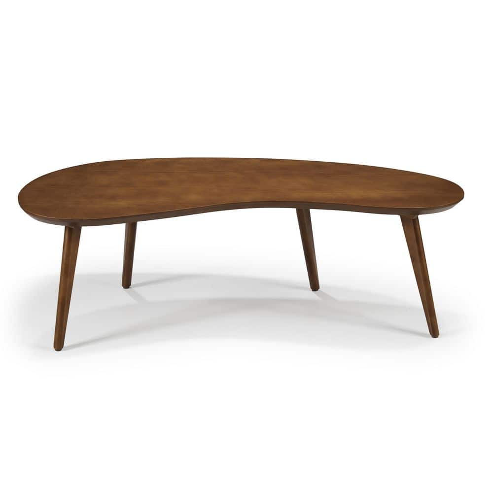 Mid-Century Modern Castanho Pine Wood Oval Coffee Table