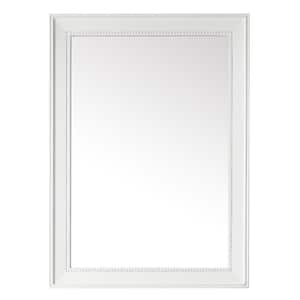 Bristol 29 in. W x 40 in. H Small Framed Rectangular Wall Mount Bathroom Vanity Mirror in Glossy White