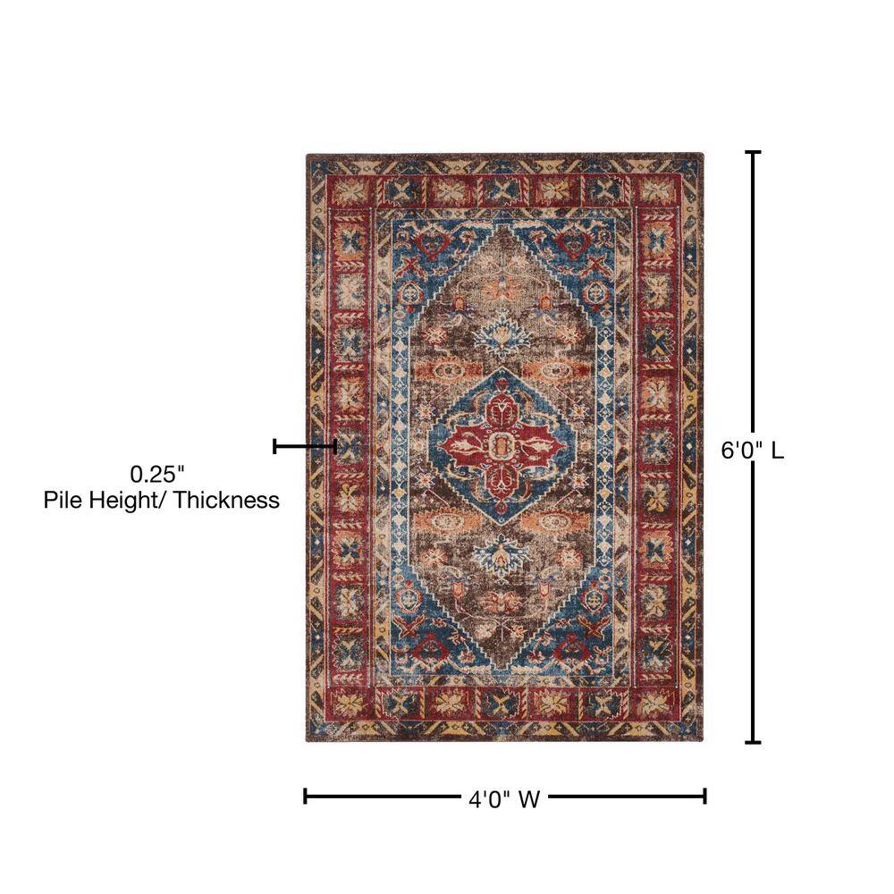 Bijar 4' x 6' Blue and Brown Wool Area Rug
