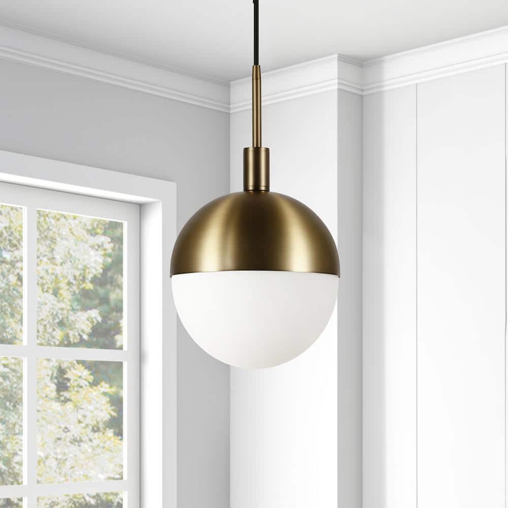 Orb Brushed Brass 12" Globe Pendant with Frosted Glass Shade