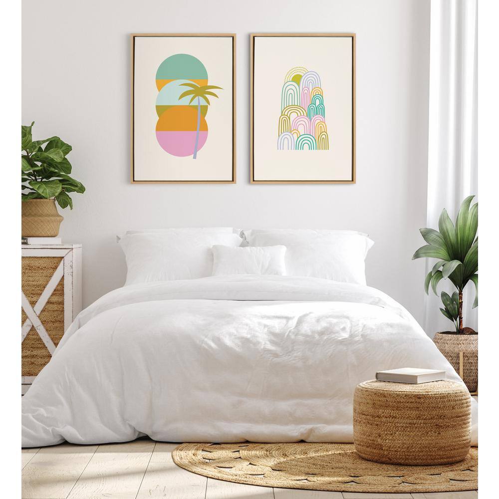 Natural Framed Palm Tree Canvas Print, 23x33