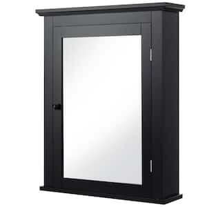 22 in. W x 27 in. H Rectangular Black MDF Surface Mount Medicine Cabinet with Mirror