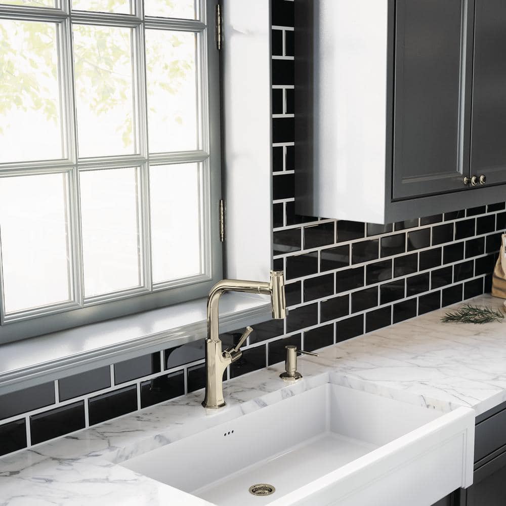 Locarno Polished Nickel Pull-Out Spray Kitchen Faucet
